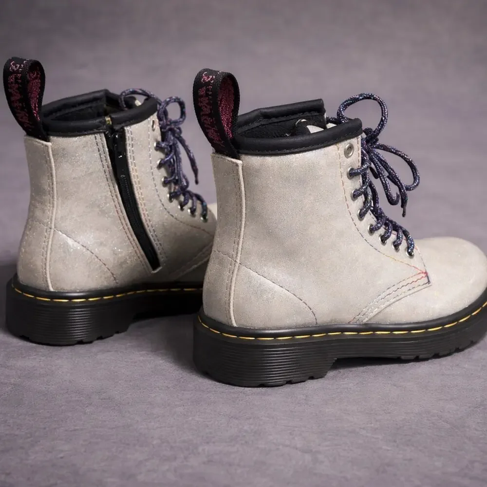 Dr. Martens 1460 T Toddler Glitter Boots Silver Sparkle Lace Up US 7 EU 23